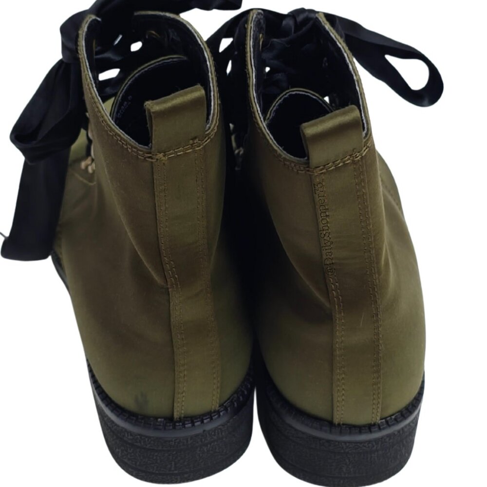 Dirty Laundry Womens Hunter Green Satin Combat Boots With Satin Ribbon Laces - Picture 6 of 10